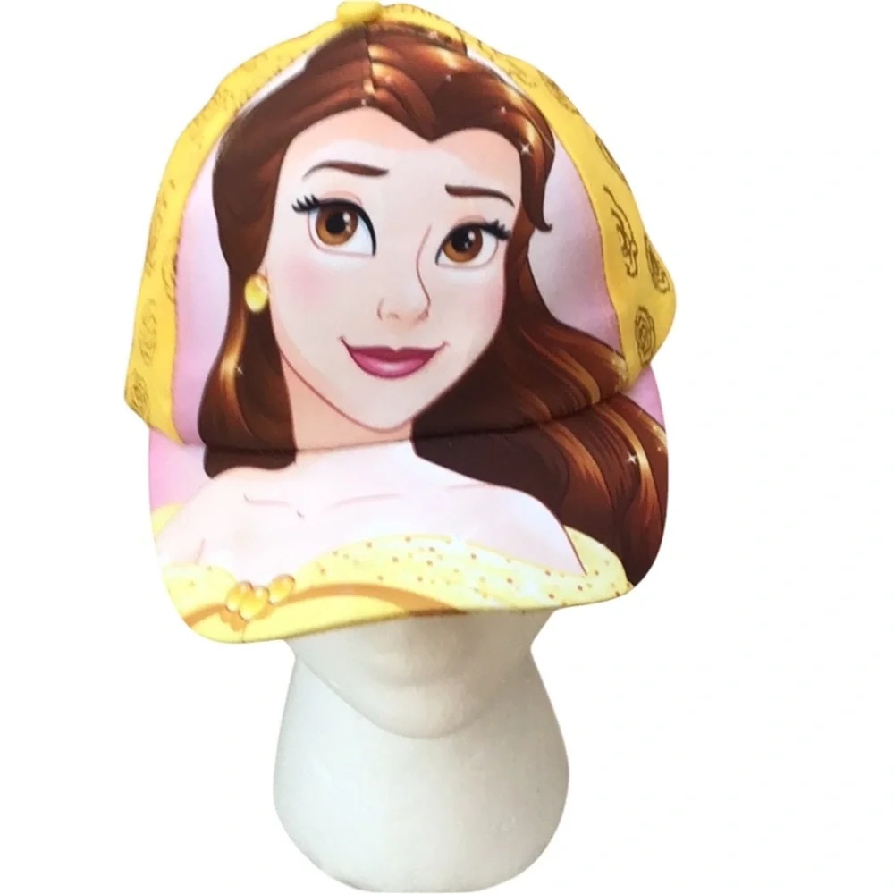 Disney Belle Beauty & The Beast Yellow Glitter Rose Adjustable Baseball‎ Cap